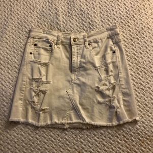 American Eagle White Denim Mini Skirt